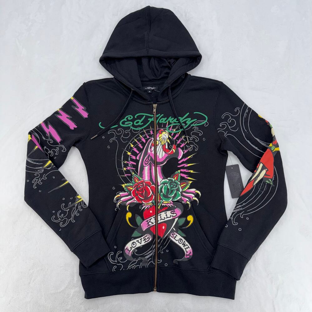 Ed Hardy Zip Up Hoodie (Size M)